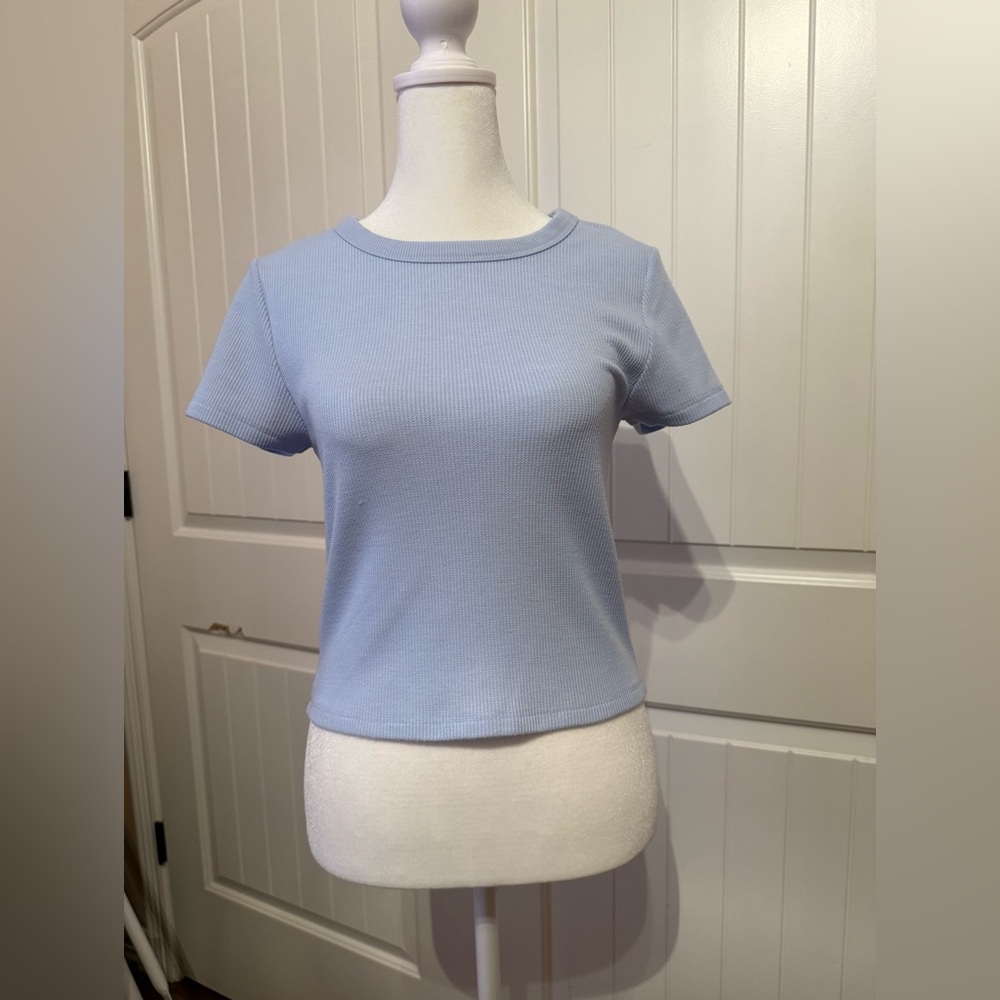 American Eagle Light Blue Ribbed Women's Top
